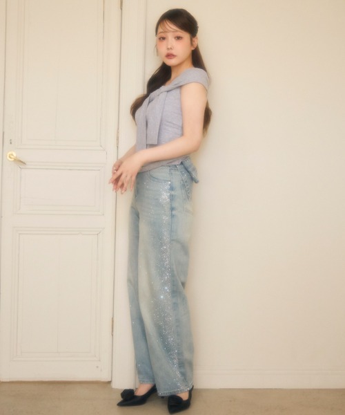 miune(ミューヌ)の「ラメバックリボンルーズデニム(デニムパンツ・レディース・ホワイト/ブルー・MEDIUM/SMALL)」の16枚目の写真