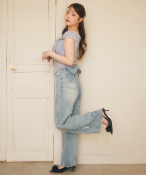 miune(ミューヌ)の「ラメバックリボンルーズデニム(デニムパンツ・レディース・ホワイト/ブルー・MEDIUM/SMALL)」の17枚目の写真
