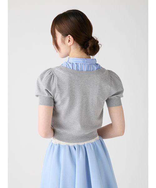 FURFUR(ファーファー)の「ボウタイドッキングニットトップス〈マシンウォッシャブル〉(ニット/セーター・レディース・ライム/グレー/ネイビー・F)」の9枚目の写真