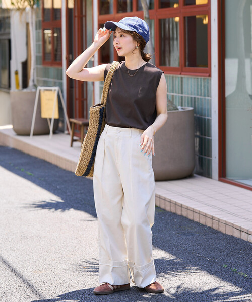 FREAK'S STORE（フリークスストア）の「限定展開　ノースリーブ Tシャツ（Tシャツ/カットソー・レディース・ブラウン/ライトグレー/イエロー/ブルー/ナチュラル/オフホワイト/ライトピンク/ブラック・ﾌﾘ-）」の20枚目の写真