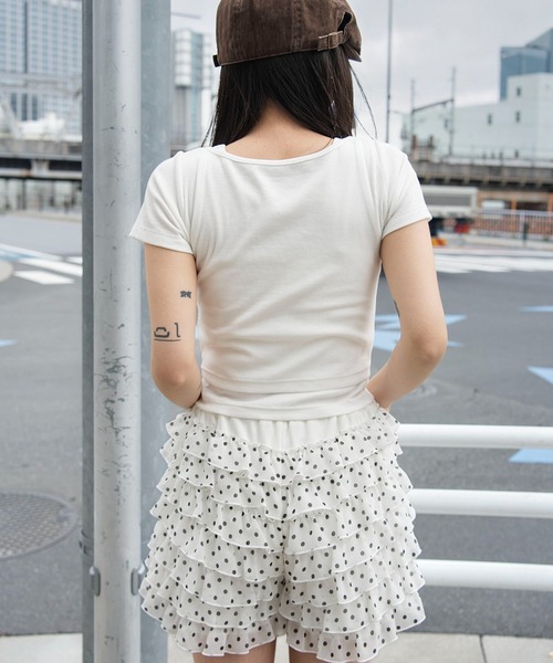 WEGO(ウィゴー)の「WEGO/【26年春夏新作】ヴィンテージライクレースアップT(Tシャツ/カットソー・レディース・スミクロ/ホワイト/ホワイト系その他/ブラウン・FREE)」の15枚目の写真