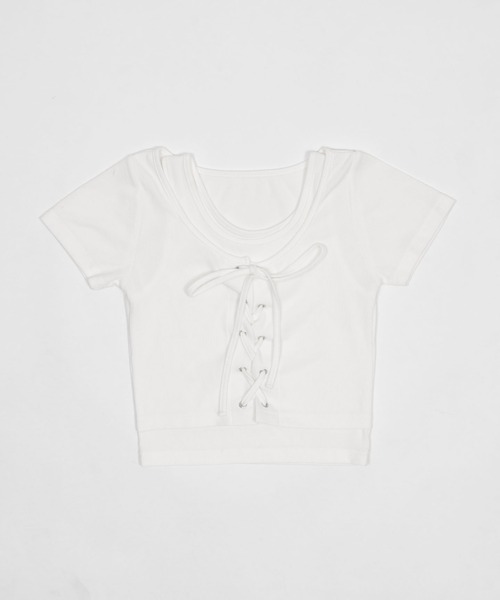 WEGO(ウィゴー)の「WEGO/【26年春夏新作】ヴィンテージライクレースアップT(Tシャツ/カットソー・レディース・スミクロ/ホワイト/ホワイト系その他/ブラウン・FREE)」の22枚目の写真