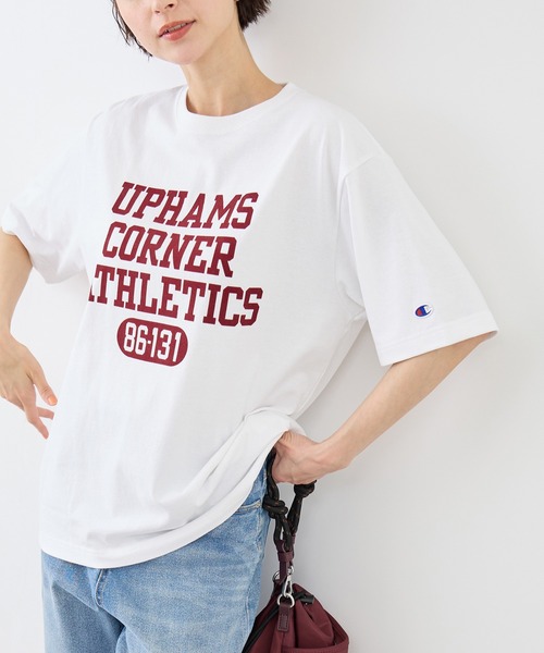 Champion（チャンピオン）の「【Champion/チャンピオン別注】アソートロゴプリントオーバーサイズTシャツ/リンクコーデ（Tシャツ/カットソー・レディース・ブラック系その他/ブラック/ホワイト系その他/ホワイト系その他2・FREE）」の2枚目の写真