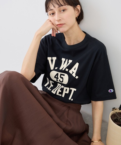 Champion（チャンピオン）の「【Champion/チャンピオン別注】アソートロゴプリントオーバーサイズTシャツ/リンクコーデ（Tシャツ/カットソー・レディース・ブラック系その他/ブラック/ホワイト系その他/ホワイト系その他2・FREE）」の12枚目の写真