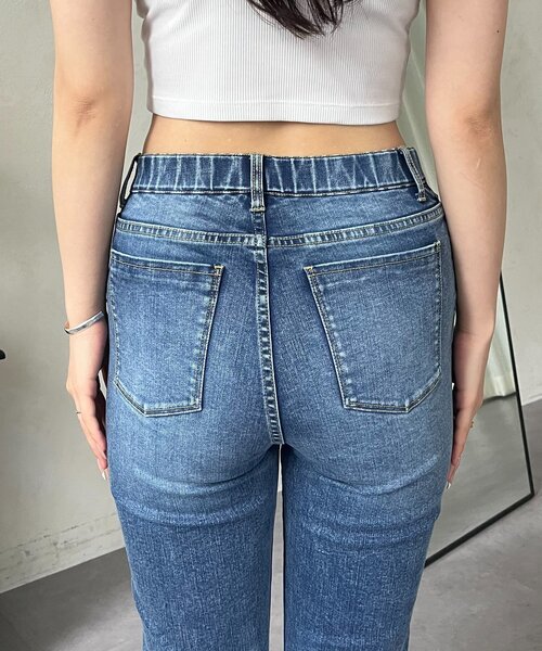 prose verse(プロズヴェール)の「フロントスリットストレッチデニムパンツ(デニムパンツ・レディース・ブルー・PL/PM/LARGE/MEDIUM/TL)」の7枚目の写真