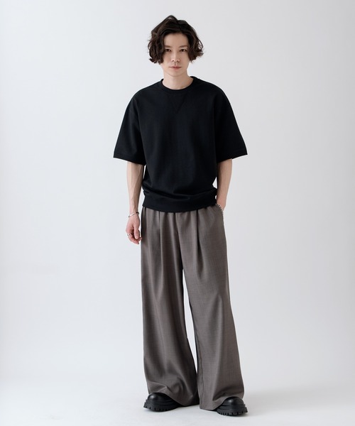 SIDEWAY STANCE(サイドウェイスタンス)の「【SIDEWAY STANCE】Vガゼット クルーネック ライトスウェット 半袖トレーナーTシャツ(スウェット・メンズ・ネイビー/杢グレー/ブラック・MEDIUM/SMALL/X-LARGE/LARGE)」の18枚目の写真