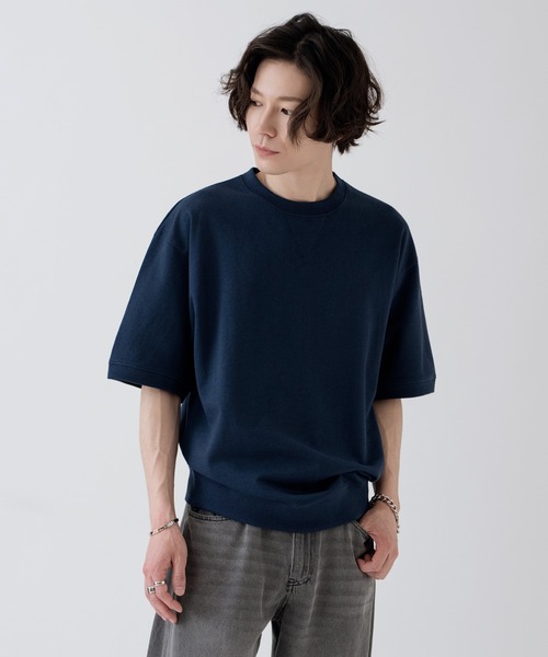 SIDEWAY STANCE(サイドウェイスタンス)の「【SIDEWAY STANCE】Vガゼット クルーネック ライトスウェット 半袖トレーナーTシャツ(スウェット・メンズ・ネイビー/杢グレー/ブラック・MEDIUM/SMALL/X-LARGE/LARGE)」の11枚目の写真