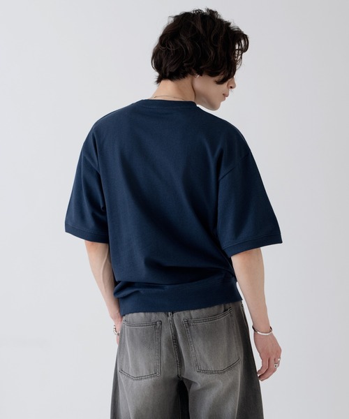 SIDEWAY STANCE(サイドウェイスタンス)の「【SIDEWAY STANCE】Vガゼット クルーネック ライトスウェット 半袖トレーナーTシャツ(スウェット・メンズ・ネイビー/杢グレー/ブラック・MEDIUM/SMALL/X-LARGE/LARGE)」の13枚目の写真