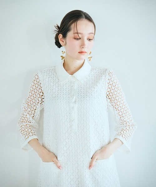Audie a Muses(オーディアミューズ)の「【人気のため追加】ラグジュアリーレースワンピース(ワンピース・レディース・オフホワイト/ブラック・38/40/42)」の22枚目の写真