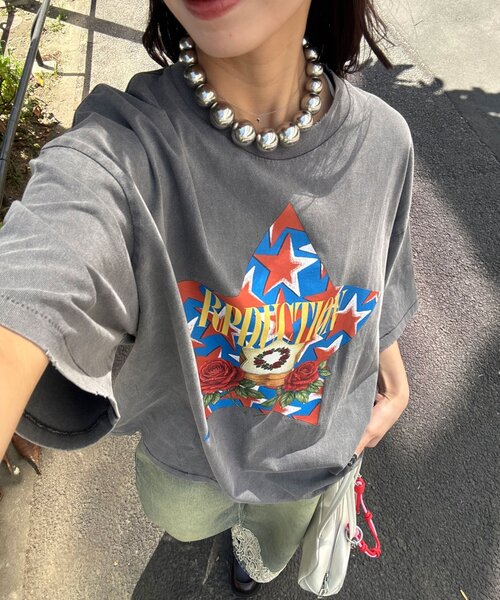 RePRODUCTION LABEL(リプロダクションレーベル)の「【RePRODUCTION LABEL / リプロダクションレーベル】アソートヴィンテージフェードTEE(Tシャツ/カットソー・レディース・カーキ/ブラック系その他2/ローズ/ブラック系その他3/シルバー/オフホワイト/グレー/チャコールグレー/ブルー/レモンイエロー/イエロー/ダークブルー/レッド/ピンク/ブラック/ネイビー/ブルー系その他/ブラック系その他・FREE/X-SMALL)」の6枚目の写真
