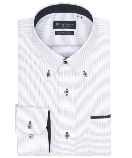 TOKYO SHIRTS(トウキョウシャツ)の「【超形態安定】【吸水速乾】 形態安定ノンアイロン ボタンダウン 長袖ビジネスワイシャツ(大きいサイズ・長いサイズ)(ビジネスシャツ・メンズ・ブルー・首回り39cm-裄丈88cm/首回り41cm-裄丈90cm/首回り42cm-裄丈90cm/首回り43cm-裄丈90cm/首回り45cm-裄丈82cm/首回り45cm-裄丈86cm/首回り45cm-裄丈90cm/首回り47cm-裄丈86cm/首回り47cm-裄丈90cm)」の1枚目の写真