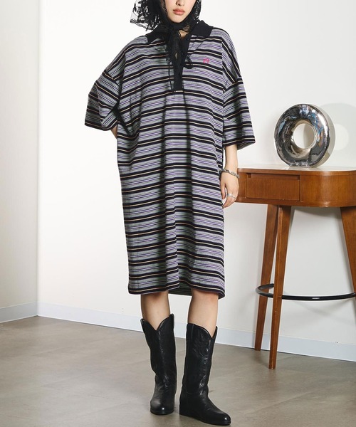 HANGTEN(ハンテン)の「(HANG TEN x TONY x GENE HEAVENS)POLO MINI DRESS(ワンピース・レディース・ブラック/ブルー/ホワイト・ONE SIZE)」の2枚目の写真