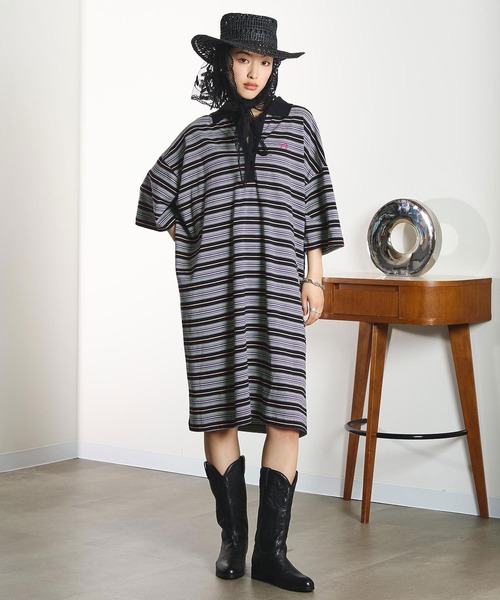HANGTEN(ハンテン)の「(HANG TEN x TONY x GENE HEAVENS)POLO MINI DRESS(ワンピース・レディース・ブラック/ブルー/ホワイト・ONE SIZE)」の12枚目の写真