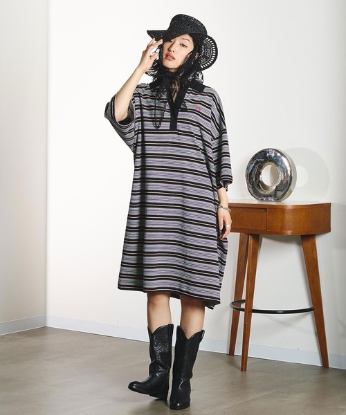 HANGTEN(ハンテン)の「(HANG TEN x TONY x GENE HEAVENS)POLO MINI DRESS(ワンピース・レディース・ブラック/ブルー/ホワイト・ONE SIZE)」の15枚目の写真