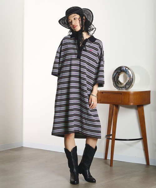 HANGTEN(ハンテン)の「(HANG TEN x TONY x GENE HEAVENS)POLO MINI DRESS(ワンピース・レディース・ブラック/ブルー/ホワイト・ONE SIZE)」の16枚目の写真
