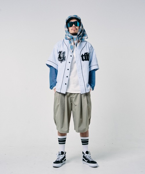 EFFECTEN(エフェクテン)の「【EFFECTEN】Patchwork baseball shirts(シャツ/ブラウス・メンズ・ブルー系その他/ブラック系その他・MEDIUM/LARGE)」の2枚目の写真