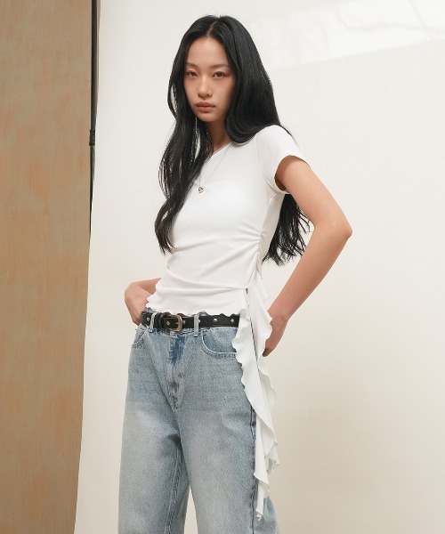 GENERAL IDEA(ジェネラルアイデア)の「【GENERAL IDEA】メッシュトリミングワンショルダーTシャツ / MESH TRIM ONE-SHOULDER T-SHIRT(Tシャツ/カットソー・レディース・ブラック/ピンク/ホワイト・L/M/S)」の4枚目の写真