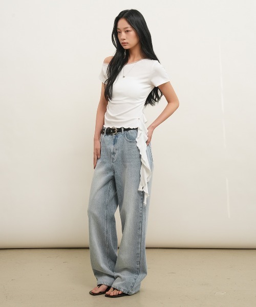 GENERAL IDEA(ジェネラルアイデア)の「【GENERAL IDEA】メッシュトリミングワンショルダーTシャツ / MESH TRIM ONE-SHOULDER T-SHIRT(Tシャツ/カットソー・レディース・ブラック/ピンク/ホワイト・L/M/S)」の22枚目の写真
