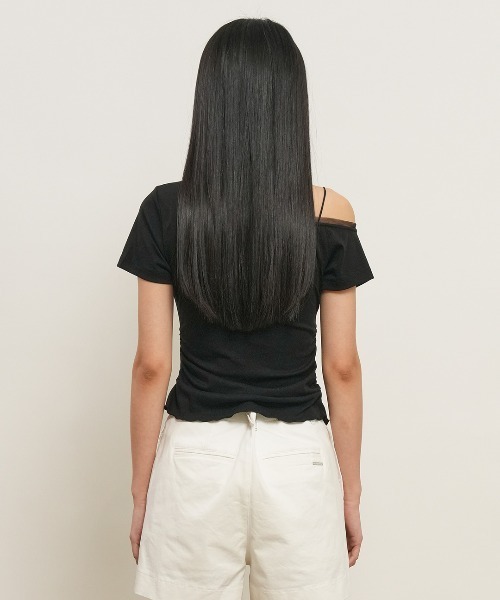 GENERAL IDEA(ジェネラルアイデア)の「【GENERAL IDEA】メッシュトリミングワンショルダーTシャツ / MESH TRIM ONE-SHOULDER T-SHIRT(Tシャツ/カットソー・レディース・ブラック/ピンク/ホワイト・L/M/S)」の15枚目の写真