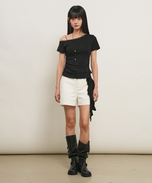 GENERAL IDEA(ジェネラルアイデア)の「【GENERAL IDEA】メッシュトリミングワンショルダーTシャツ / MESH TRIM ONE-SHOULDER T-SHIRT(Tシャツ/カットソー・レディース・ブラック/ピンク/ホワイト・L/M/S)」の16枚目の写真