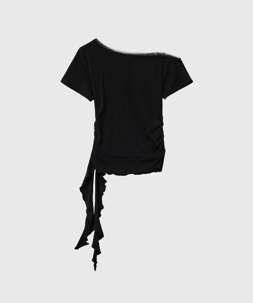GENERAL IDEA(ジェネラルアイデア)の「【GENERAL IDEA】メッシュトリミングワンショルダーTシャツ / MESH TRIM ONE-SHOULDER T-SHIRT(Tシャツ/カットソー・レディース・ブラック/ピンク/ホワイト・L/M/S)」の7枚目の写真