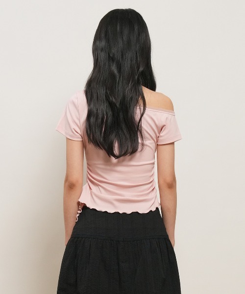 GENERAL IDEA(ジェネラルアイデア)の「【GENERAL IDEA】メッシュトリミングワンショルダーTシャツ / MESH TRIM ONE-SHOULDER T-SHIRT(Tシャツ/カットソー・レディース・ブラック/ピンク/ホワイト・L/M/S)」の10枚目の写真