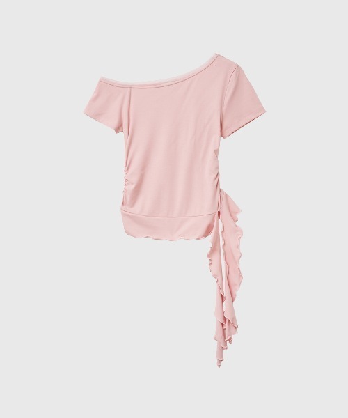 GENERAL IDEA(ジェネラルアイデア)の「【GENERAL IDEA】メッシュトリミングワンショルダーTシャツ / MESH TRIM ONE-SHOULDER T-SHIRT(Tシャツ/カットソー・レディース・ブラック/ピンク/ホワイト・L/M/S)」の5枚目の写真