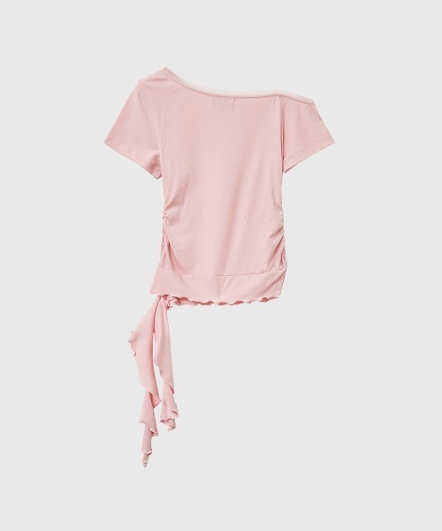 GENERAL IDEA(ジェネラルアイデア)の「【GENERAL IDEA】メッシュトリミングワンショルダーTシャツ / MESH TRIM ONE-SHOULDER T-SHIRT(Tシャツ/カットソー・レディース・ブラック/ピンク/ホワイト・L/M/S)」の6枚目の写真