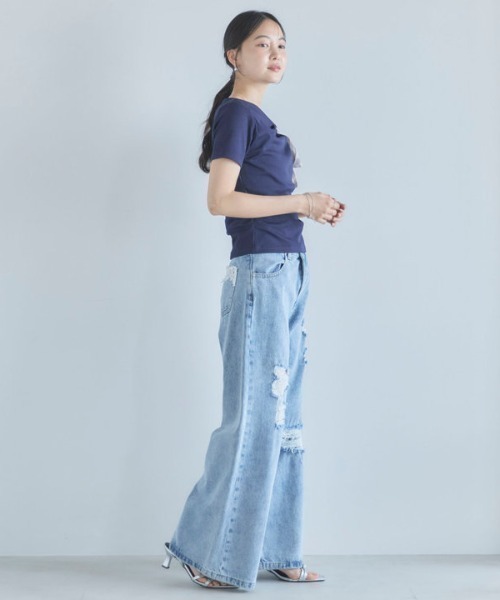 archives(アルシーヴ)の「【チェックリボンが主役の着映えトップス】2wayチェックシフォンリボンドレープカットTOPS(Tシャツ/カットソー・レディース・ブラック/ネイビー/アイボリー・MEDIUM)」の20枚目の写真