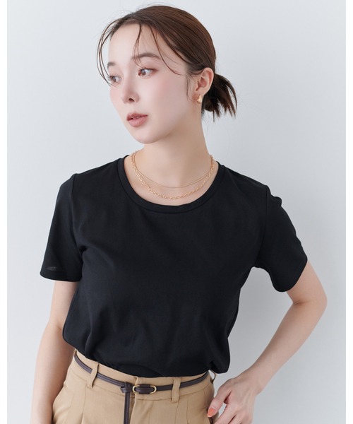 Olume (オリュム)の「ロゴエンブロイダリーTシャツ(Tシャツ/カットソー・レディース・ホワイト/ブラック・FREE)」の7枚目の写真