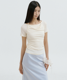 Halter Layered Sleeve Top (cream)