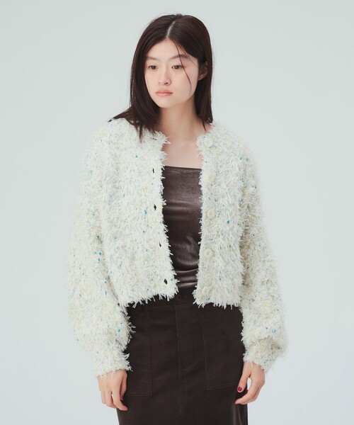 BEAMS HEART(ビームスハート)の「リボン × ノットヤーン カーディガン(カーディガン/ボレロ・レディース・ネイビー/ベージュ/ホワイト系その他5・FREE)」の4枚目の写真