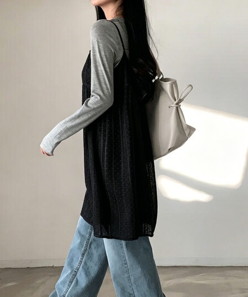 FAVORITO（ファヴォリート）の「レイヤードキャミワンピース（ワンピース・レディース・ブラック/ホワイト・F）」の10枚目の写真