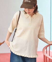 限定展開 裾フリル ポロ襟 サマーニット プルオーバー