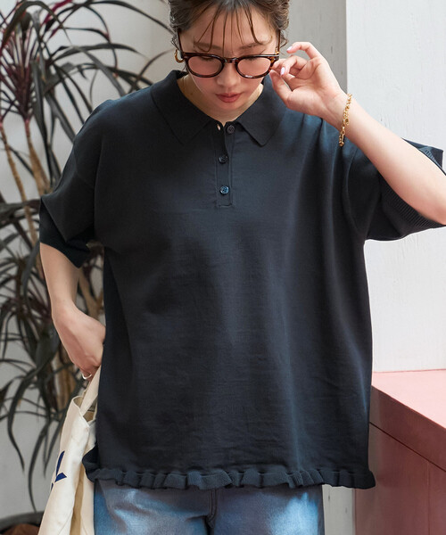 セール】限定展開 裾フリル ポロ襟 サマーニット プルオーバー（ニット