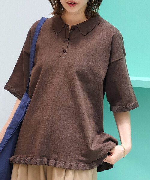 セール】限定展開 裾フリル ポロ襟 サマーニット プルオーバー（ニット