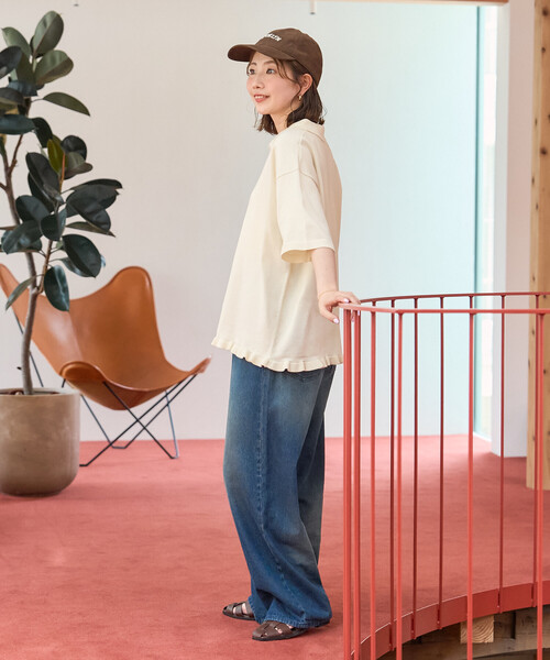 FREAK'S STORE（フリークスストア）の「限定展開　裾フリル ポロ襟 サマーニット プルオーバー（ニット/セーター・レディース・オリーブ/ブラック/ネイビー/ブラウン/ナチュラル・ﾌﾘ-）」の16枚目の写真