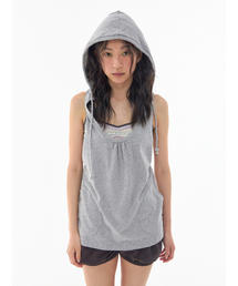 Mia Sleeveless Hoodie Melange Grey