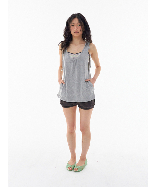 EXPIRED GIRL(エクスパイアードガール)の「Mia Sleeveless Hoodie Melange Grey(Tシャツ/カットソー・レディース・その他・FREE)」の2枚目の写真