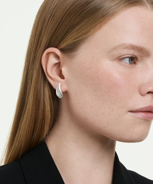SWAROVSKI（スワロフスキー）の「【公式】【スワロフスキー】Classica ドロップピアス, ラウンドカット, ホワイト, スターリングシルバー（ピアス（両耳用）・レディース・シルバー・ONE SIZE）」の2枚目の写真