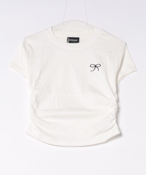 semuse（セミューズ）の「ワンポイントリボン刺繍Tシャツ（Tシャツ/カットソー・レディース・ライトグレー/ライトイエロー/ホワイト・FREE）」の17枚目の写真