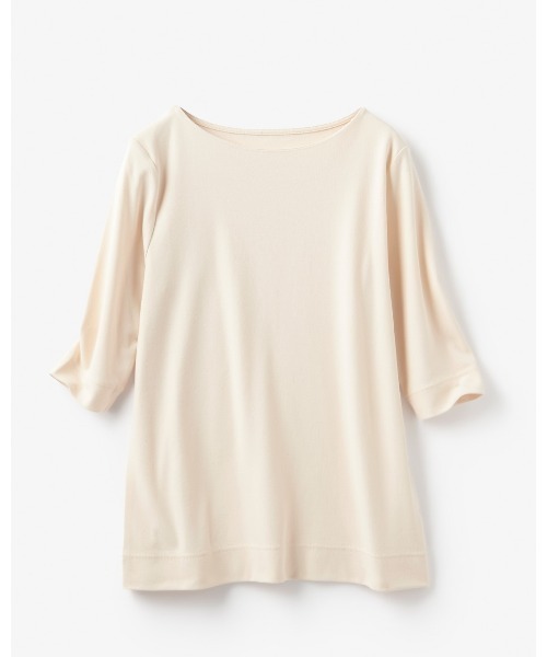 DoCLASSE( ドゥクラッセ)の「ハイカウントコットン・ボートネック(Tシャツ/カットソー・レディース・キナリ/キャメル・LL/3L/L/S)」の4枚目の写真