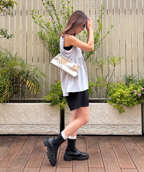 ISOOK(アイスー)の「【ISOOK / アイスー】ペプラムレイヤードリブワンピース / セットアイテム セットアップ キャミワンピ ビスチェ 重ね着 マキシ ロング 夏(ワンピース・レディース・グレー/ブラック・FREE)」の15枚目の写真