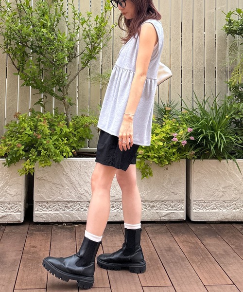 ISOOK(アイスー)の「【ISOOK / アイスー】ペプラムレイヤードリブワンピース / セットアイテム セットアップ キャミワンピ ビスチェ 重ね着 マキシ ロング 夏(ワンピース・レディース・グレー/ブラック・FREE)」の17枚目の写真