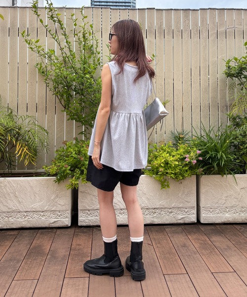 ISOOK(アイスー)の「【ISOOK / アイスー】ペプラムレイヤードリブワンピース / セットアイテム セットアップ キャミワンピ ビスチェ 重ね着 マキシ ロング 夏(ワンピース・レディース・グレー/ブラック・FREE)」の18枚目の写真