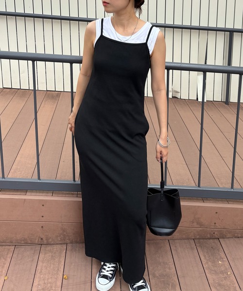 ISOOK(アイスー)の「【ISOOK / アイスー】ペプラムレイヤードリブワンピース / セットアイテム セットアップ キャミワンピ ビスチェ 重ね着 マキシ ロング 夏(ワンピース・レディース・グレー/ブラック・FREE)」の20枚目の写真