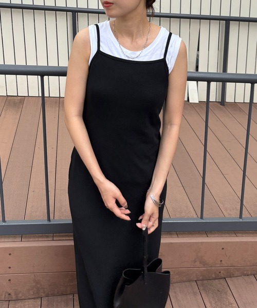 ISOOK(アイスー)の「【ISOOK / アイスー】ペプラムレイヤードリブワンピース / セットアイテム セットアップ キャミワンピ ビスチェ 重ね着 マキシ ロング 夏(ワンピース・レディース・グレー/ブラック・FREE)」の22枚目の写真