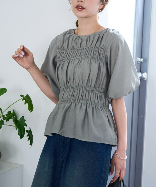 FREAK'S STORE(フリークスストア)の「限定展開 シアー シャーリング パフスリーブ ブラウス(シャツ/ブラウス・レディース・ブラック/サックスブルー/ベージュ/ナチュラル・フリ-)」の13枚目の写真