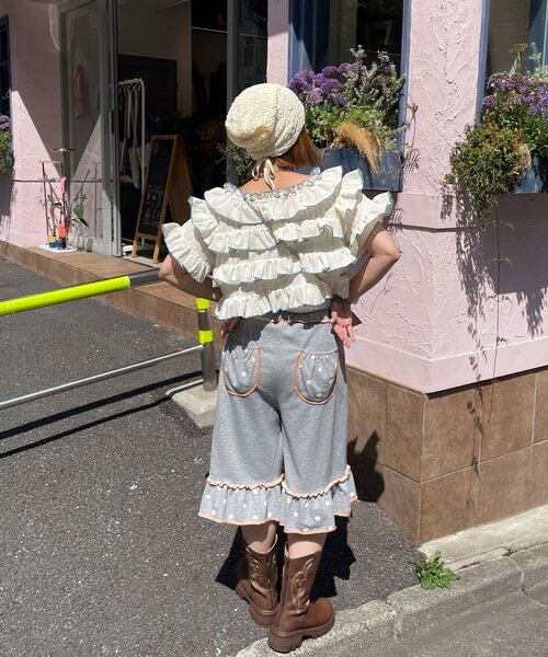 HELLO.SANFRANCISCO(ハローサンフランシスコ)の「【HELLO.SANFRANCISCO/ハローサンフランシスコ】裾フリル星柄スウェットハーフパンツ(その他パンツ・レディース・グレー/ライトグレー・ONE SIZE)」の8枚目の写真