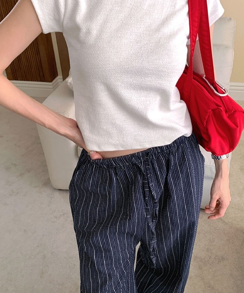 2ly2(トゥーリートゥー)の「ストライプ柄 イージーワイドパンツ レディース リラックスパンツ(その他パンツ・レディース・ネイビー・FREE)」の11枚目の写真